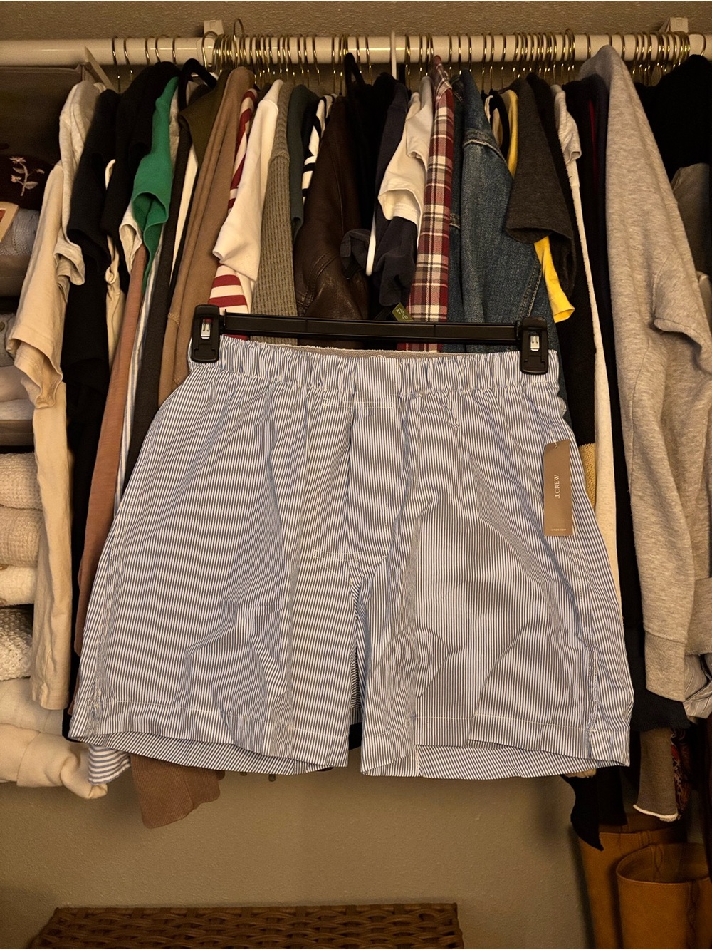 J. Crew Women’s Blue Pinstripe Elastic-Waist Boxer Shorts